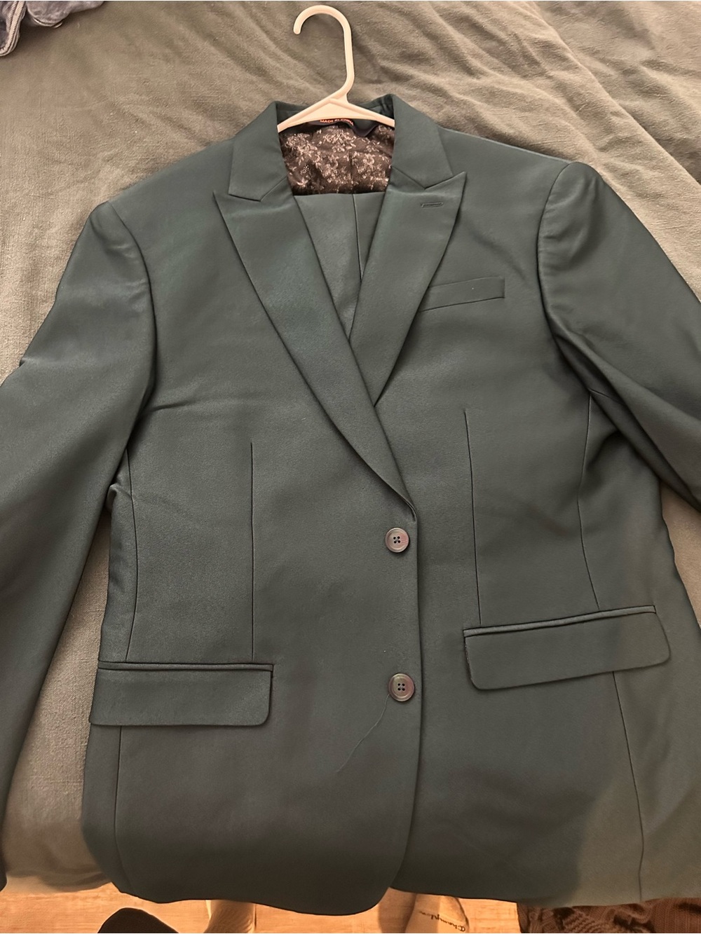 Men's Dark Green Full Suit - Skinny - Button Suit Jacket w Matching Pants 36x30